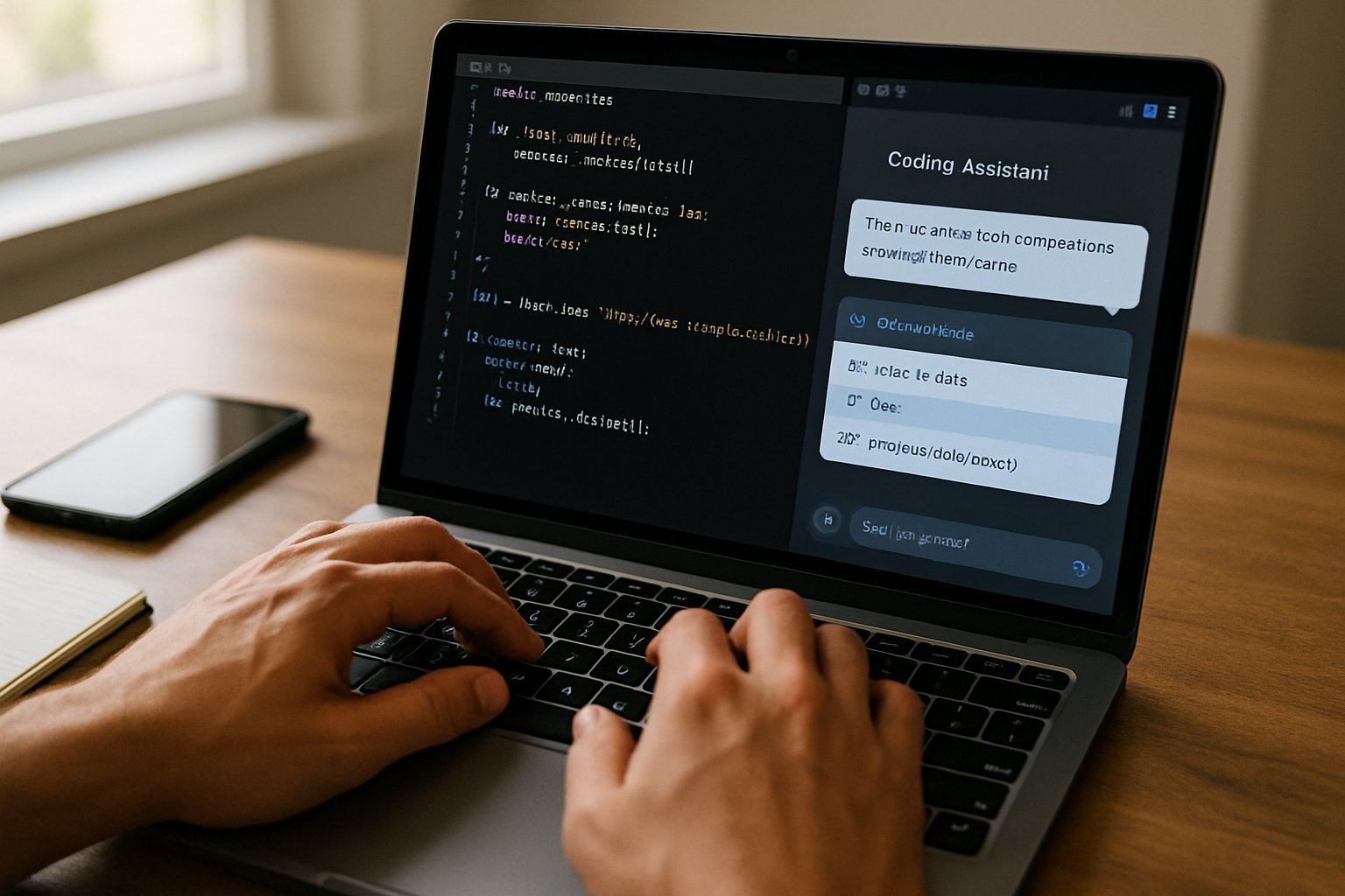 Coding Assistant providing intelligent code suggestions on a developer's screen.