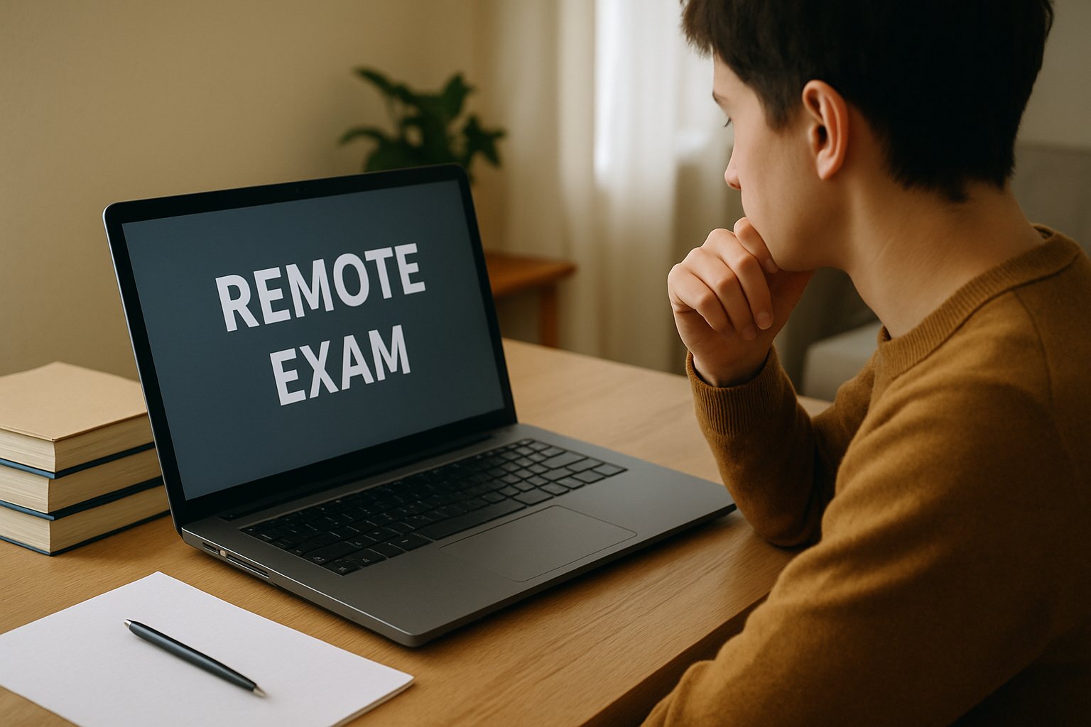 Remote exam setting highlighting risks of AI Exam Cheating for online assessments.