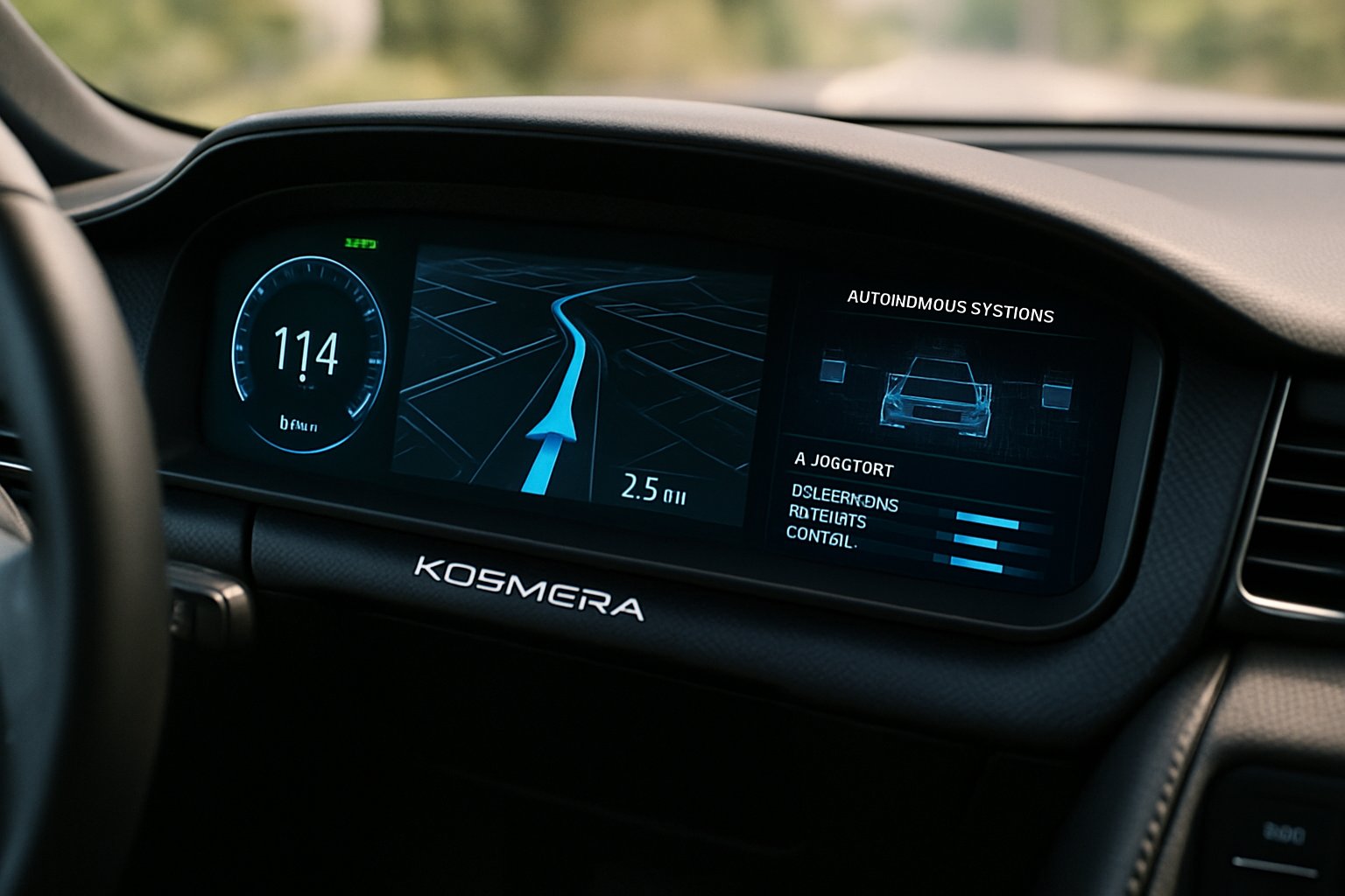 Hypercar dashboard highlighting Autonomous Systems and AI functionality.