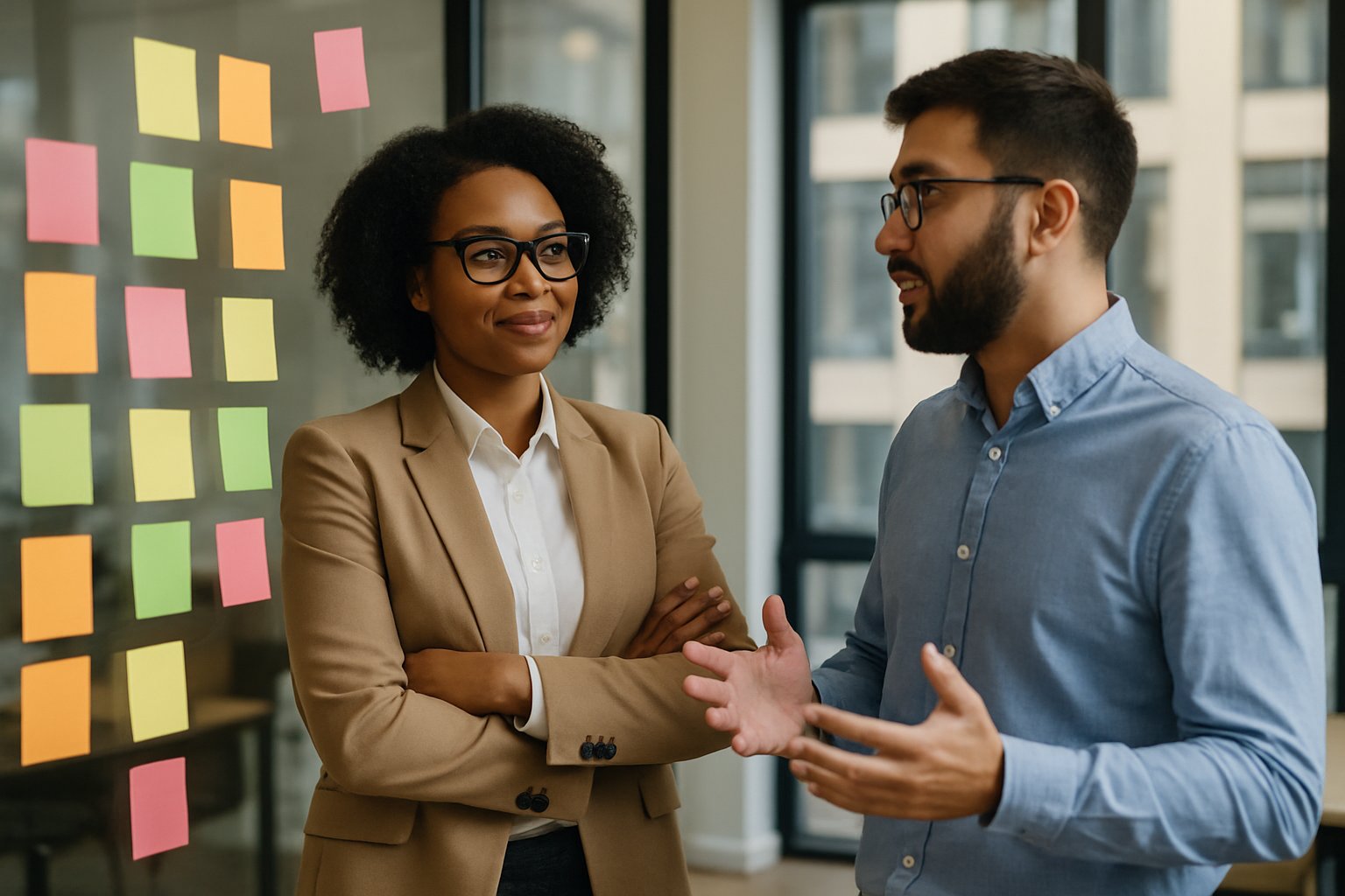 Leader fostering Cultural Adoption by encouraging open communication within a team.