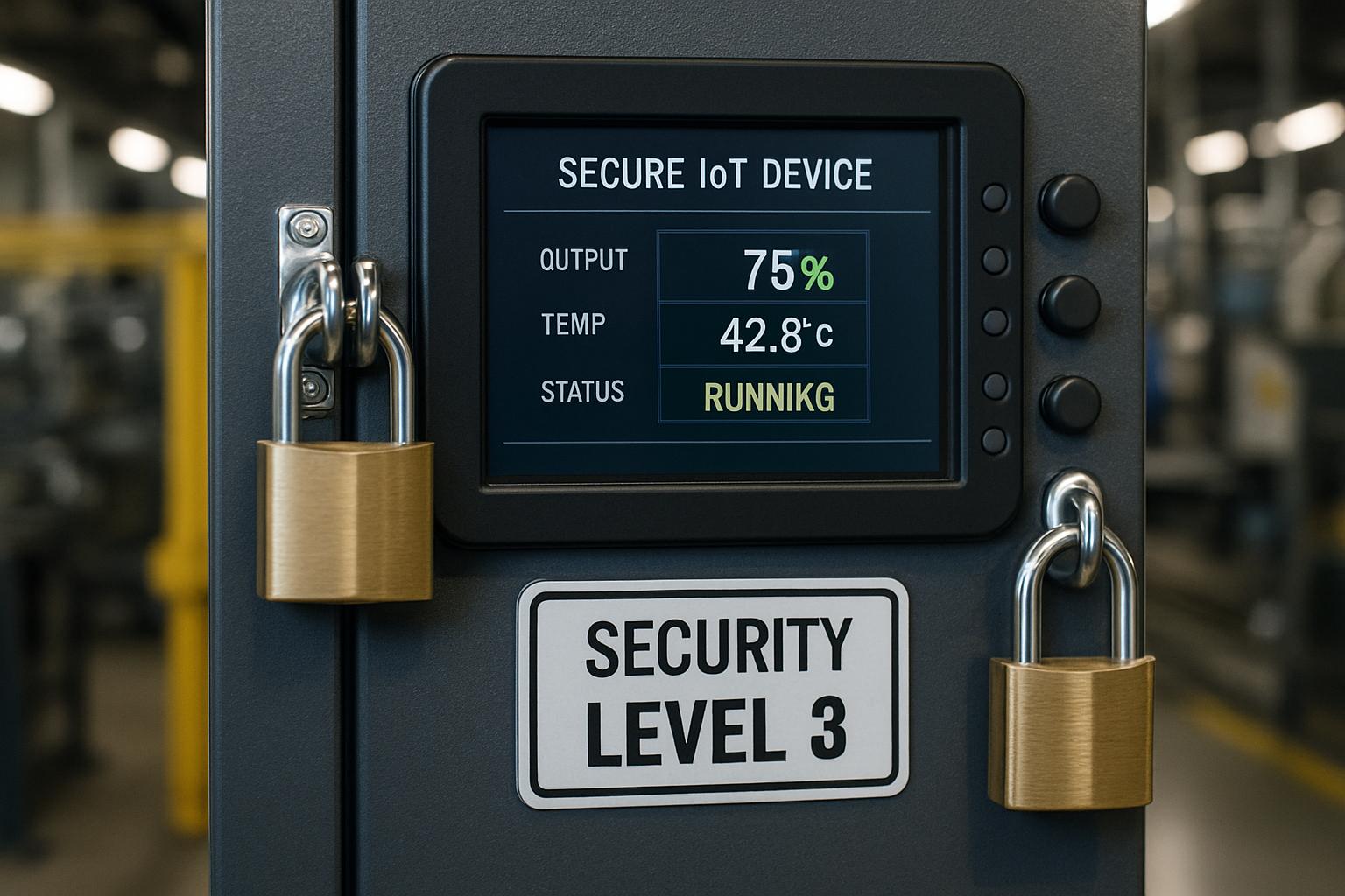 Security Level 3 compliant industrial IoT device with visible protection features