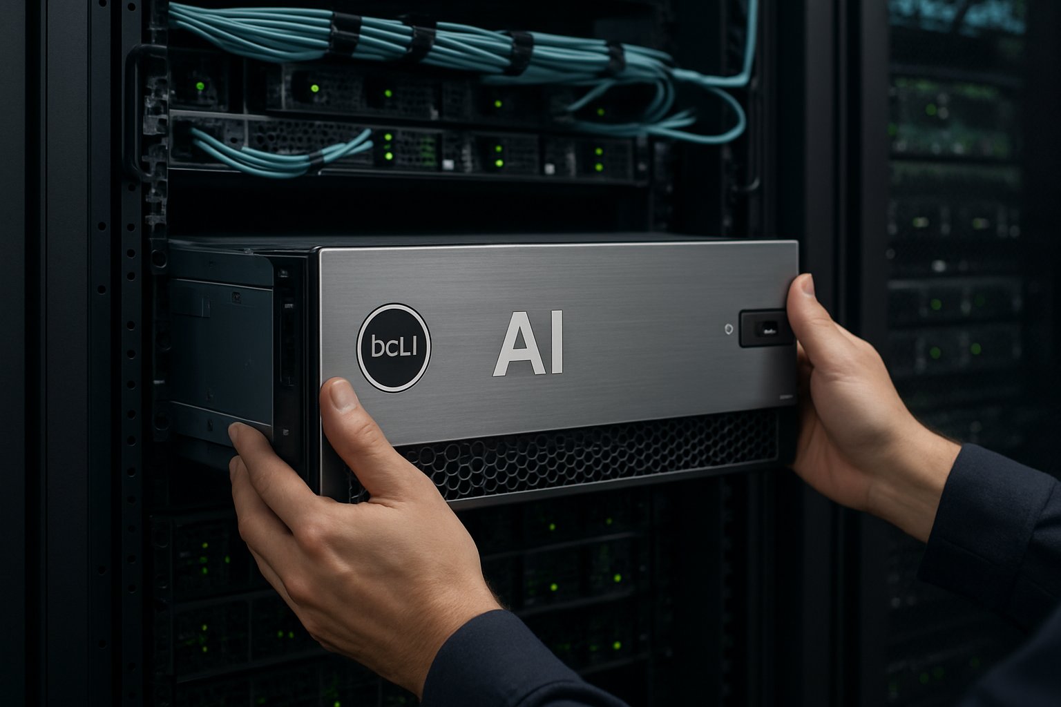 Hands installing Dell Infrastructure Hardware inside a real server cabinet.