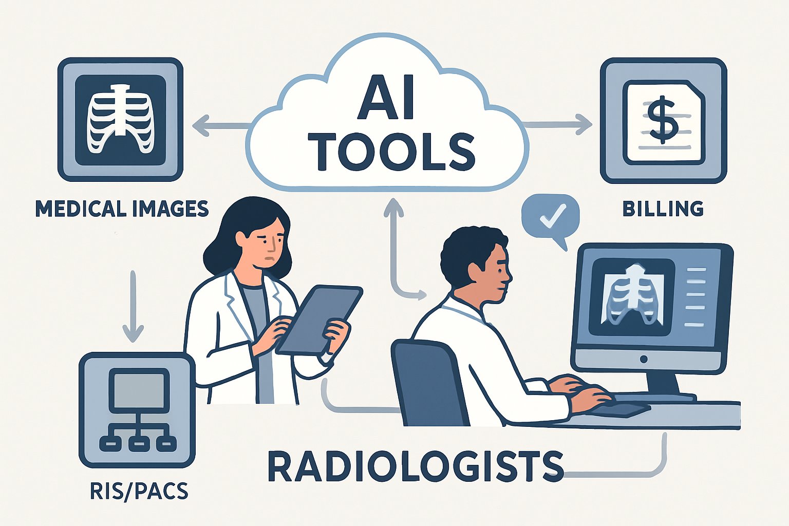 Medical Data AI integrating RIS PACS and billing in healthcare workflow.