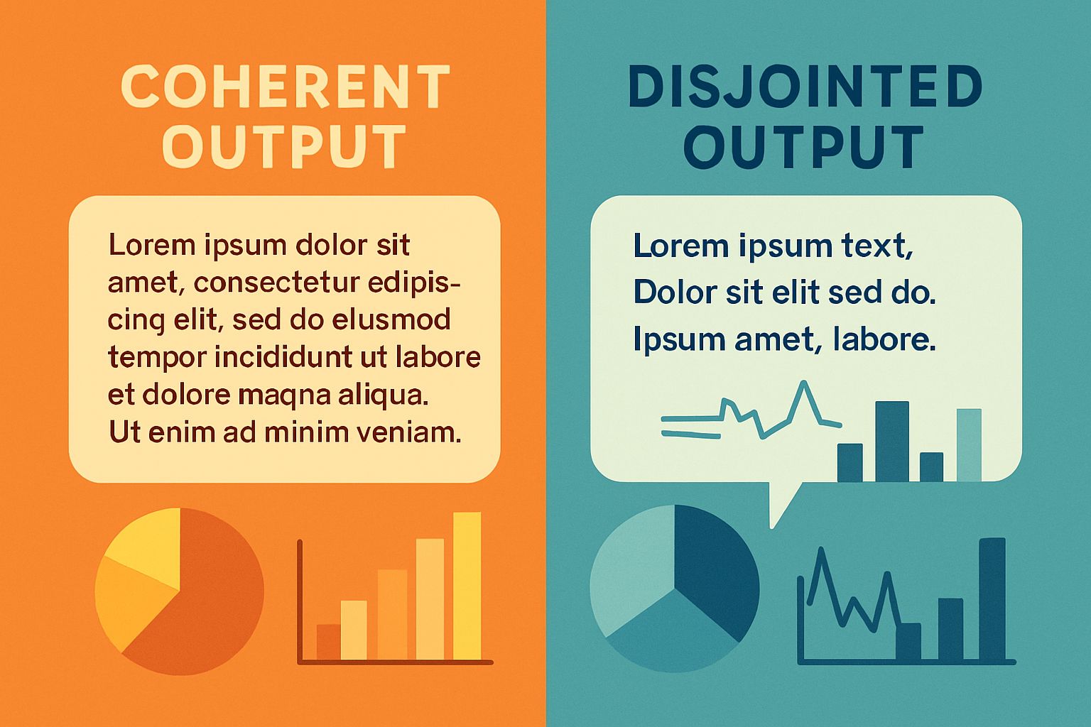 Infographic comparing Model Reliability in LLM output coherence and errors.