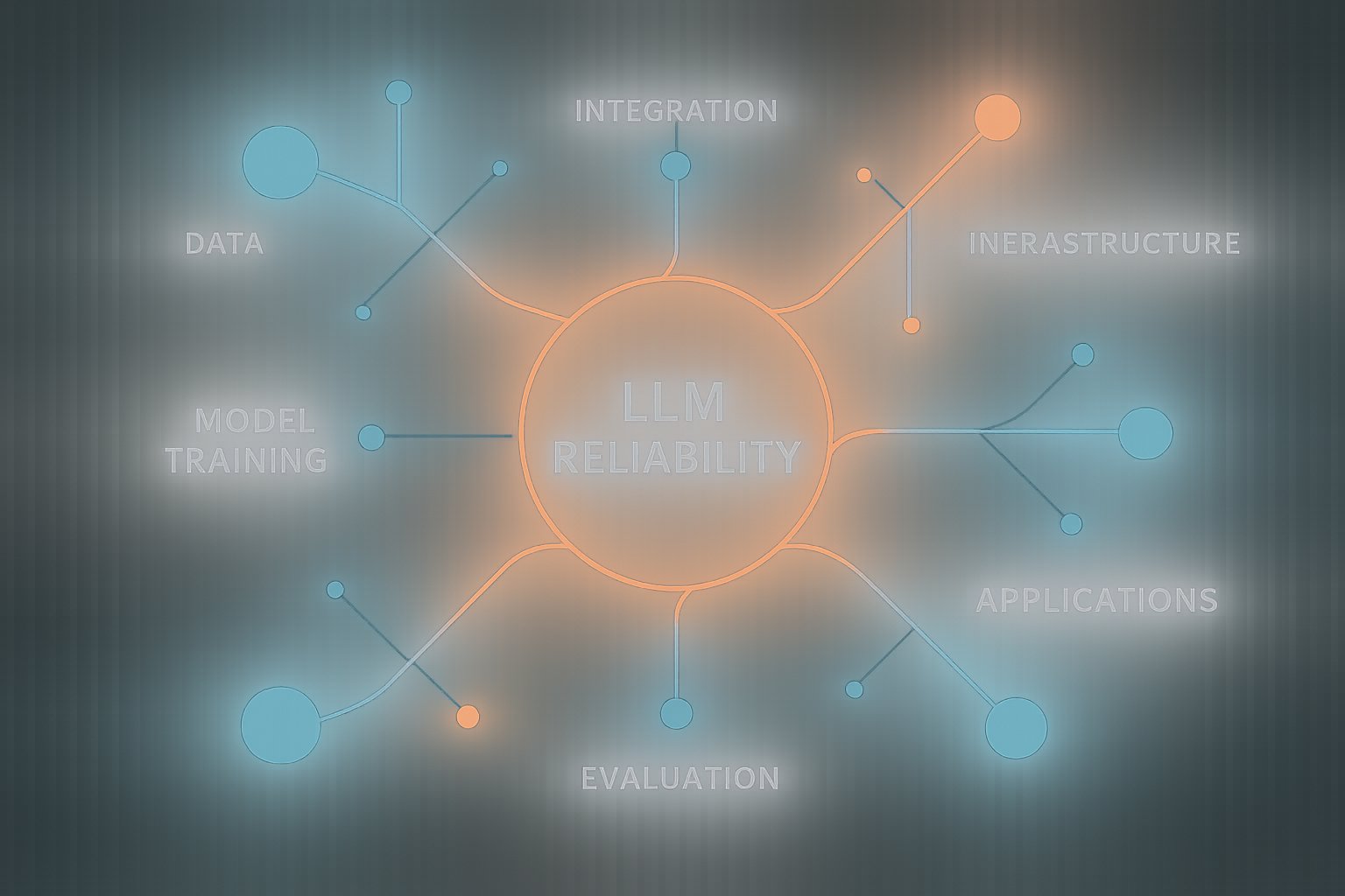 Abstract network showing LLM Reliability as central node in enterprise AI stack.
