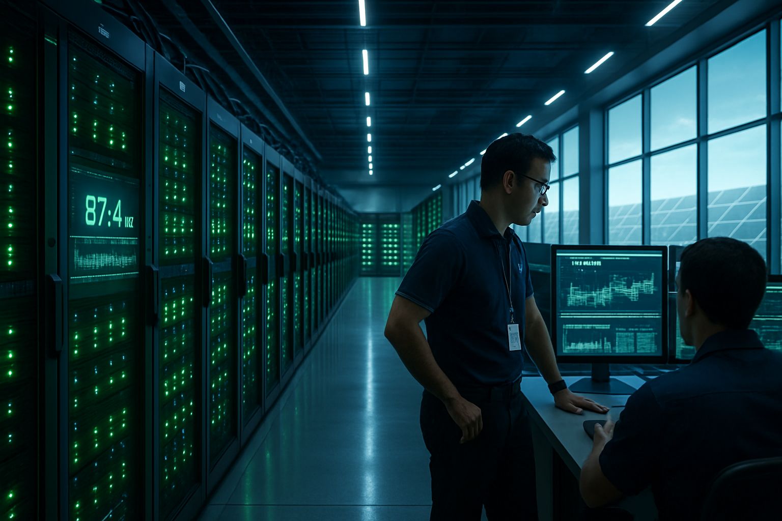 Inside data center showing power management and Australia’s renewable data center power solutions.