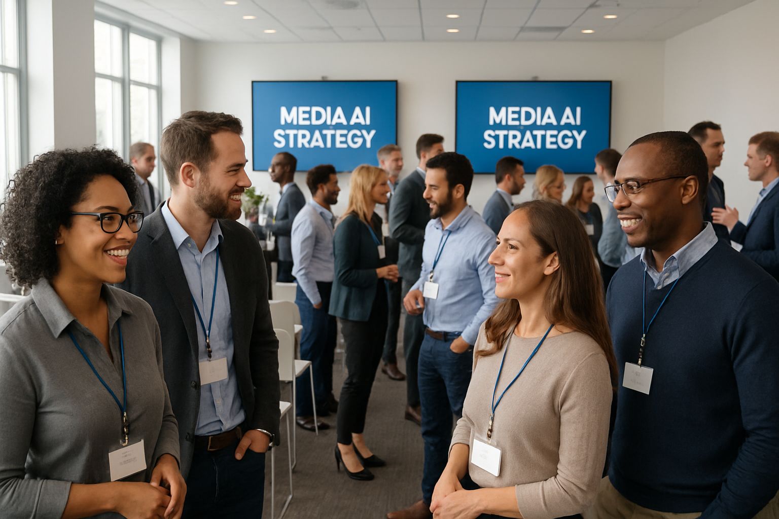 Media AI strategy event with media professionals networking