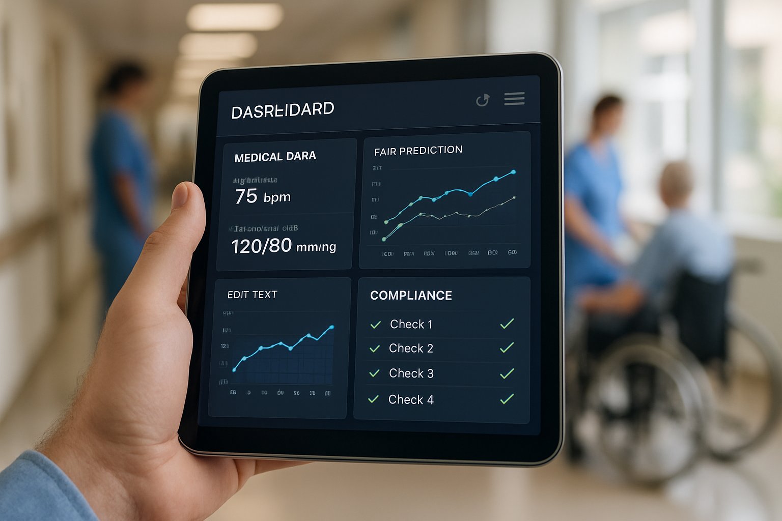 Medical Data Science dashboard showing health predictions and regulatory compliance.