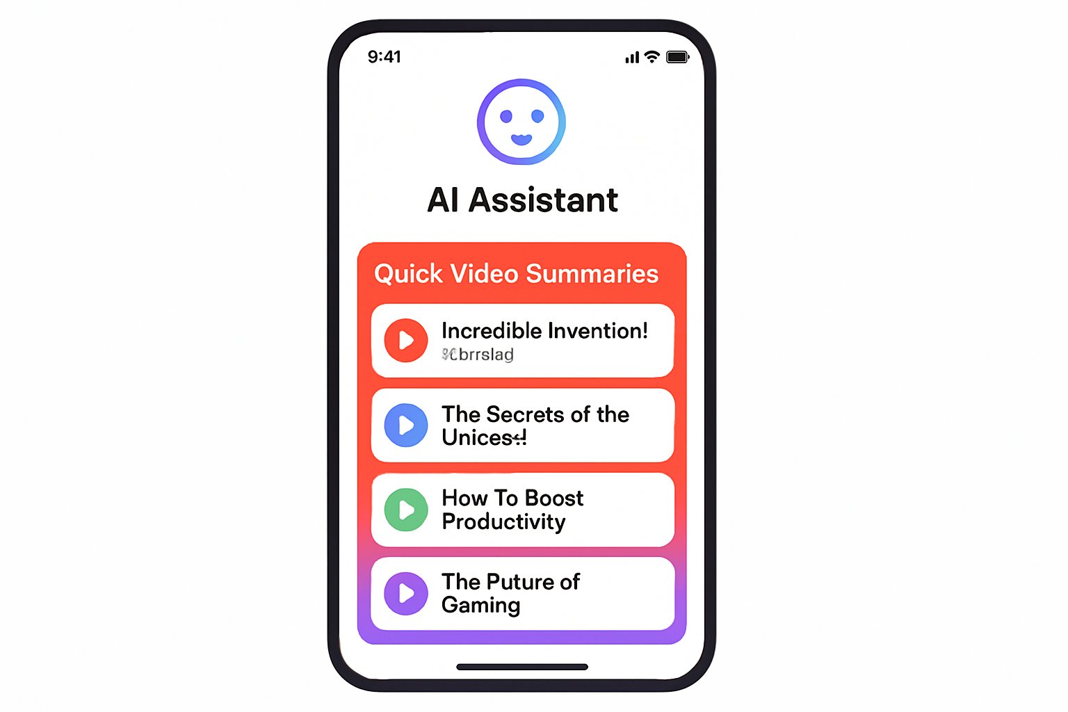 Mobile phone with Video Content AI generating quick YouTube summaries