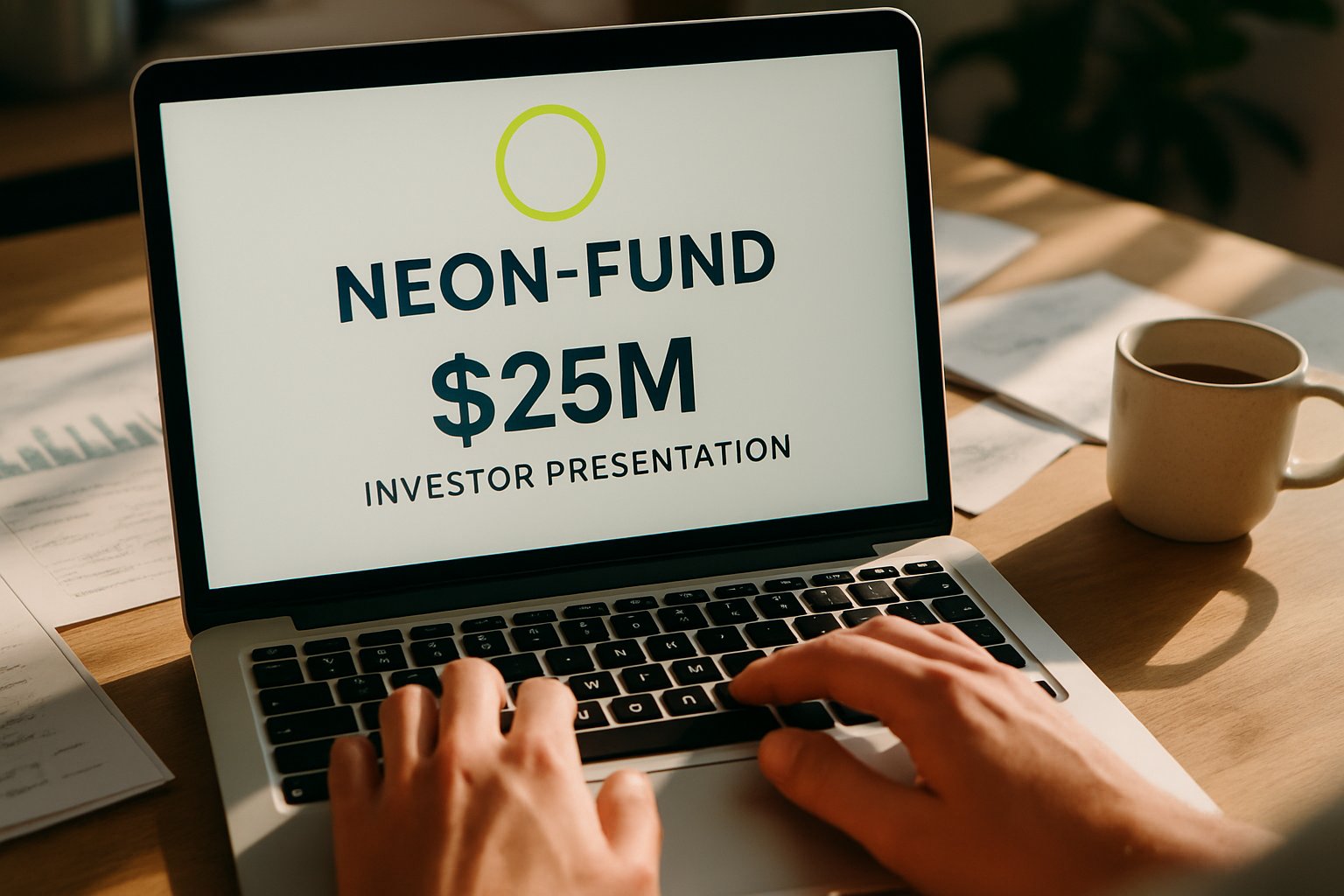 AI SaaS Funding announcement on Neon-Fund investor presentation screen