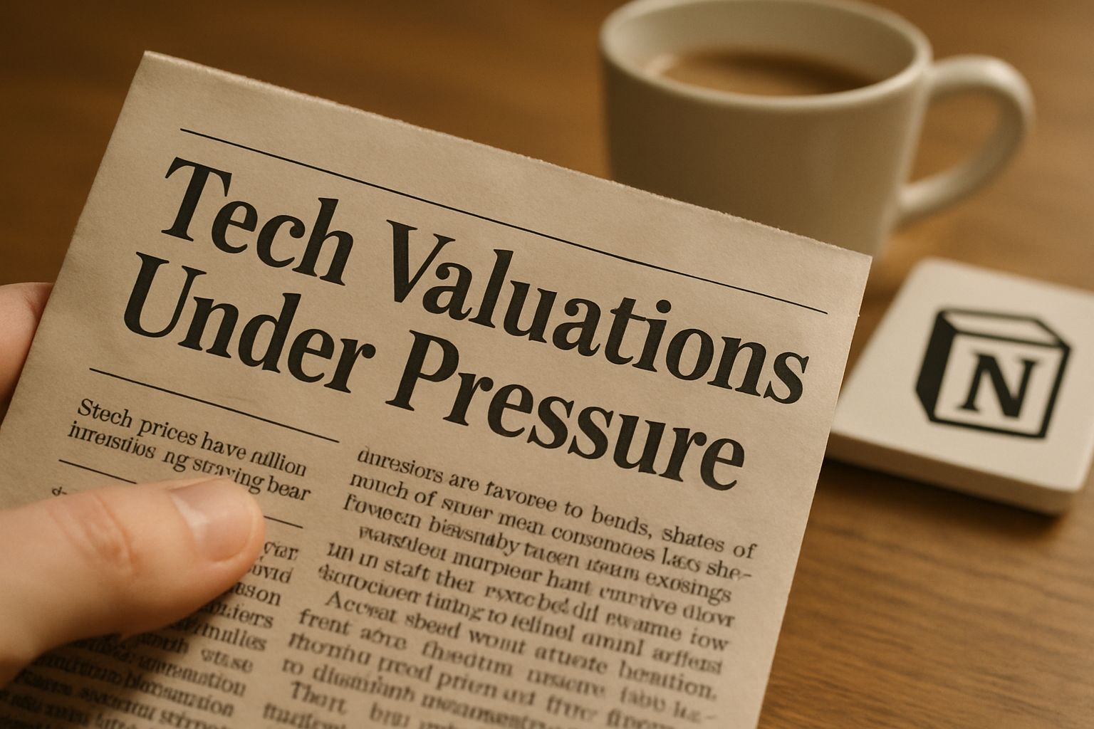 Financial news headline discusses recent Notion AI Valuation milestone.