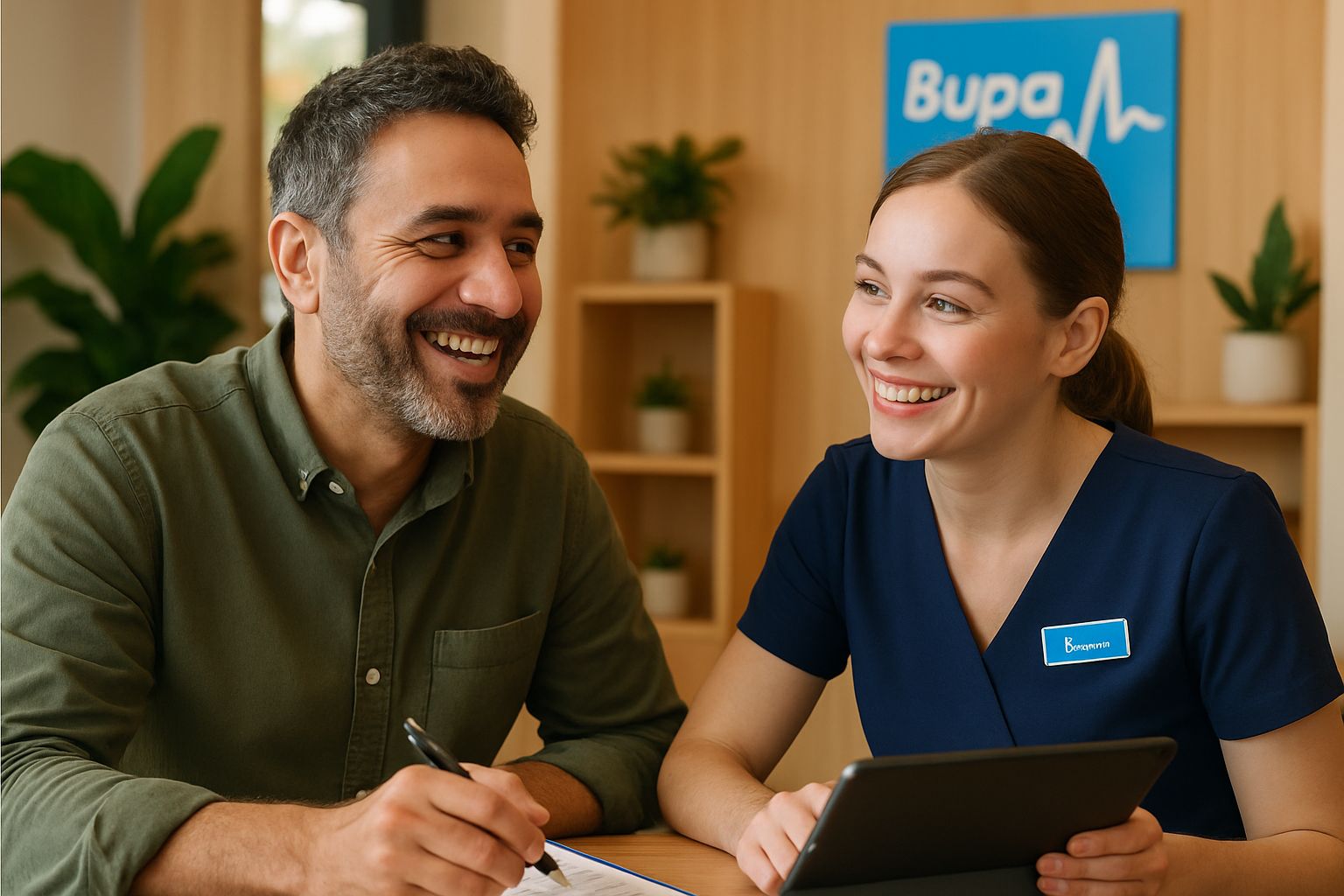 Customer and representative resolve Customer Service Claims at Bupa Hong Kong branch.