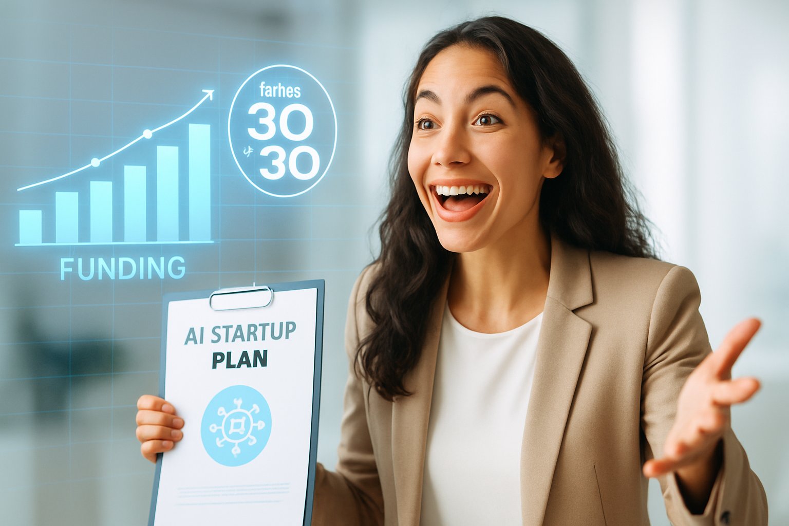 Entrepreneurial Leaders pitching an AI startup idea to tech investors.