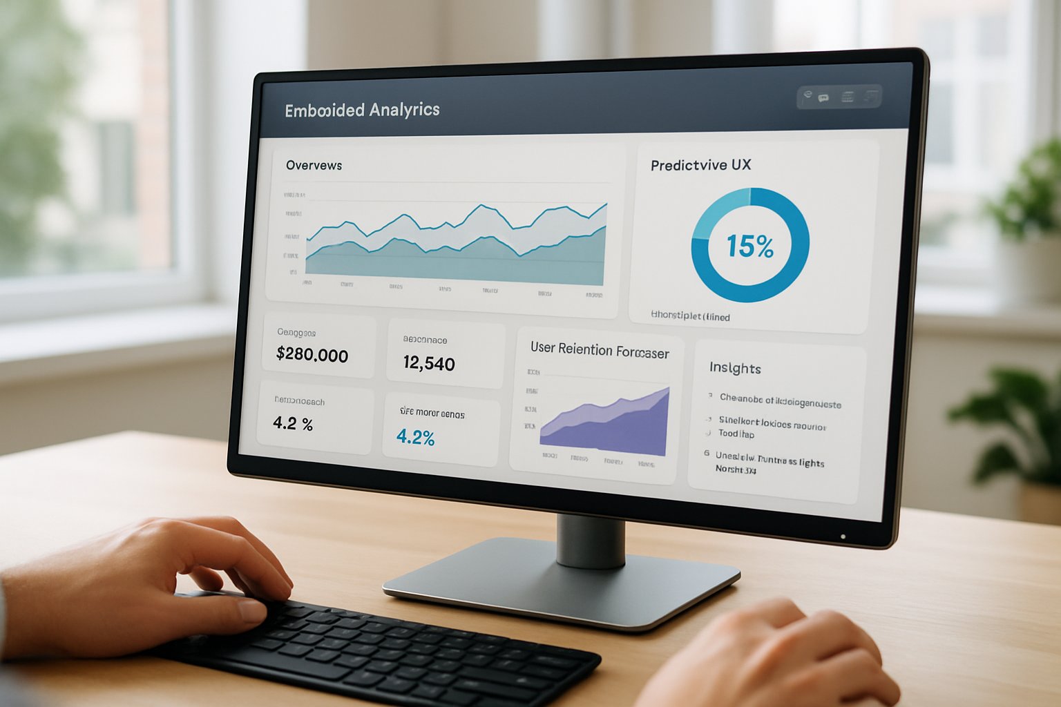 Software dashboard shows Infragistics AI outlook with predictive analytics