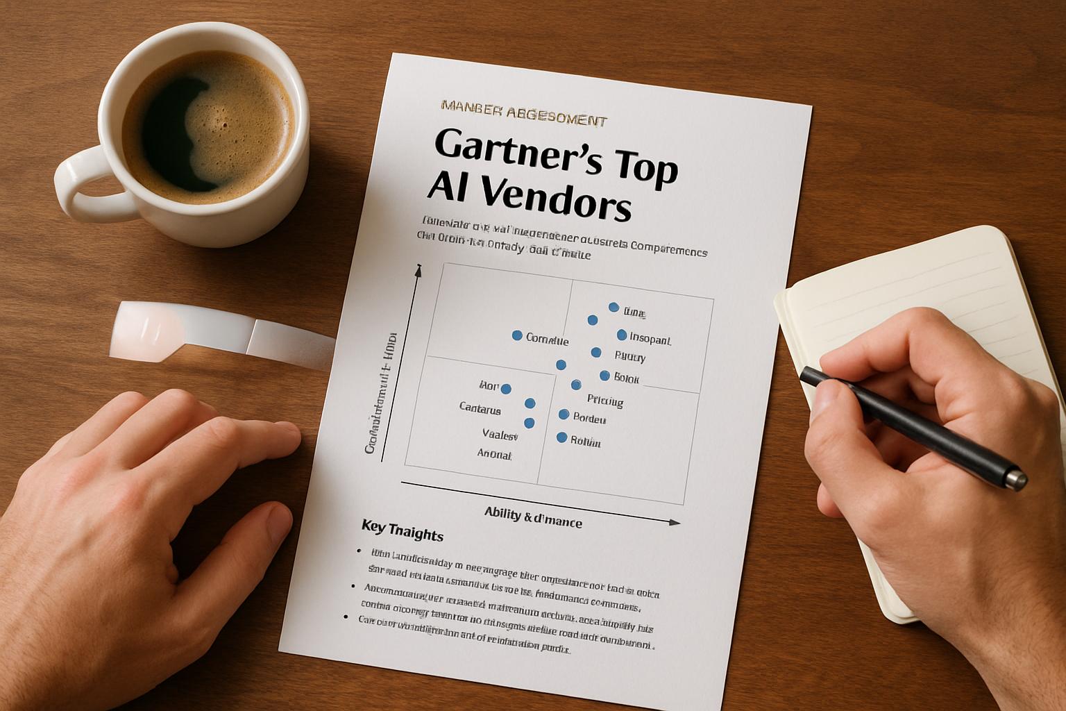Printed Market Assessment report listing Gartner's AI vendor leaders