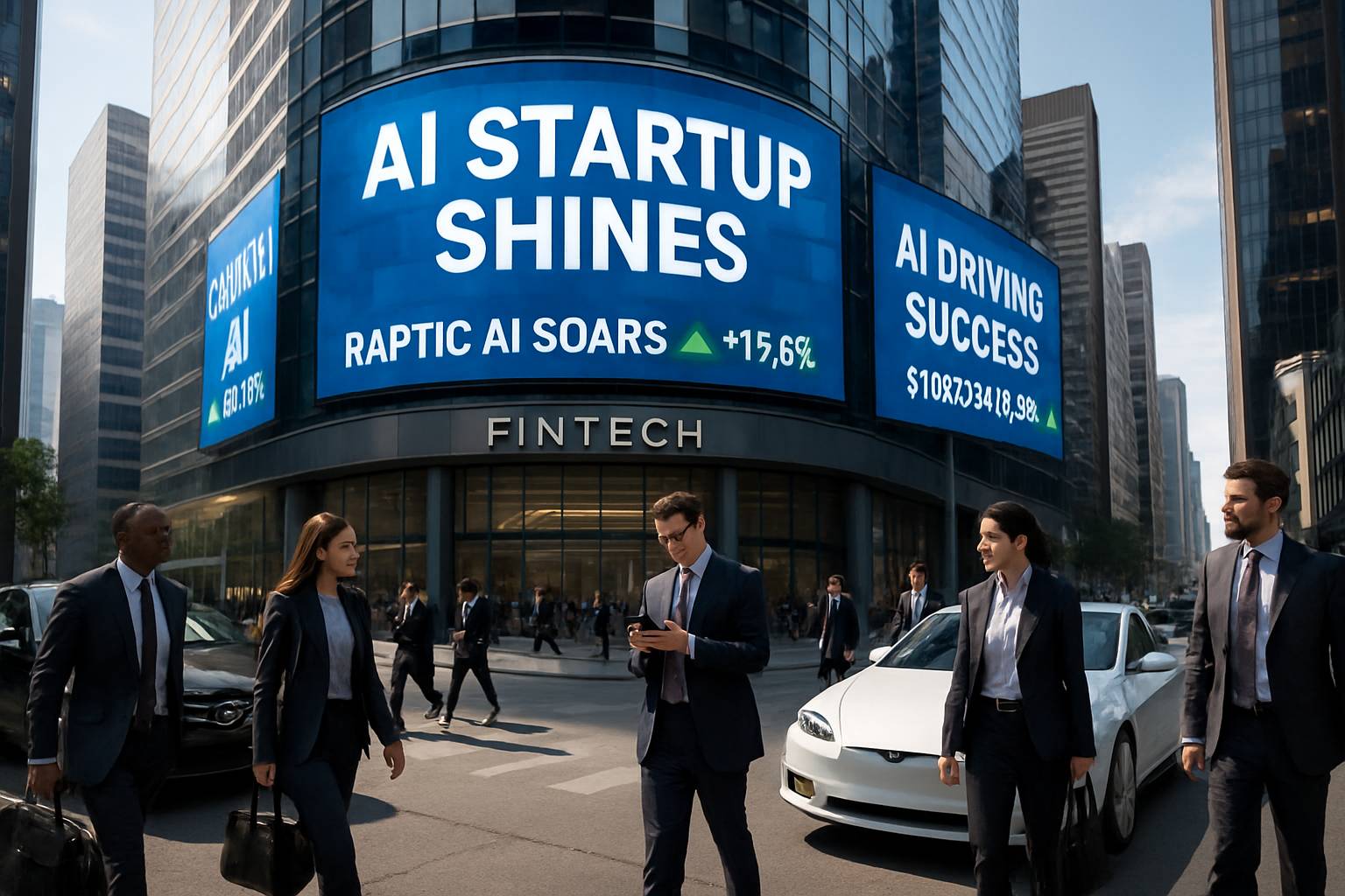 Urban cityscape highlighting AI minted billionaires and thriving financial district.