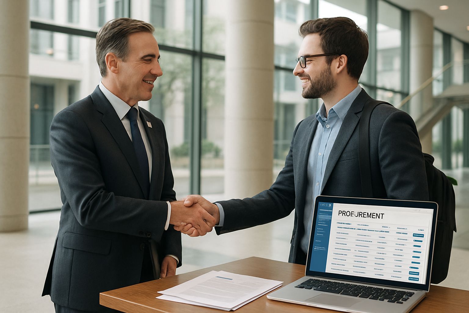 Government Procurement official partnering with private sector IT consultant.