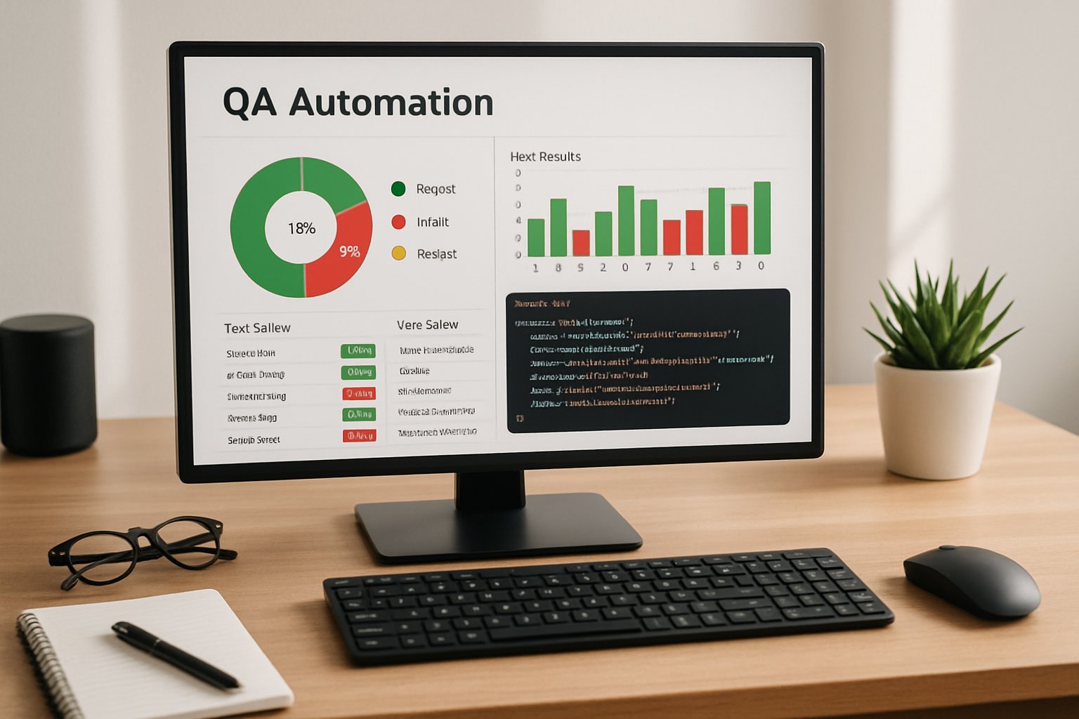 QA Automation test suite report and analytics on developer screen.