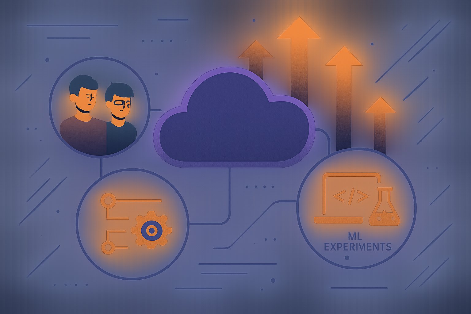 Diagram showing developer workflow tools and AWS Zero-Infra MLflow rapid scaling