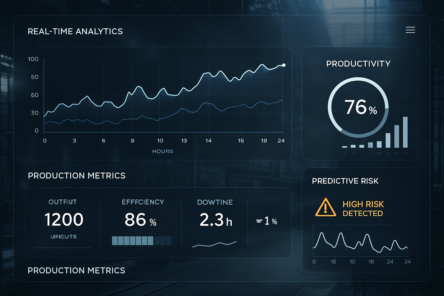 Industrial Automation platform displaying real-time analytics for risk mitigation in manufacturing.