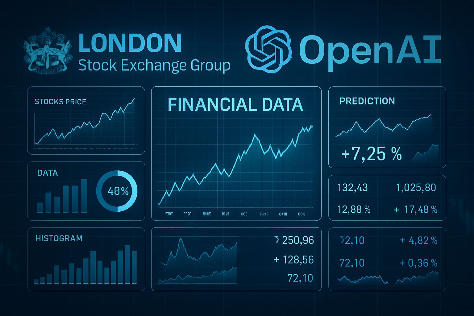 Real-time Financial Data dashboard with LSEG and OpenAI collaboration theme.