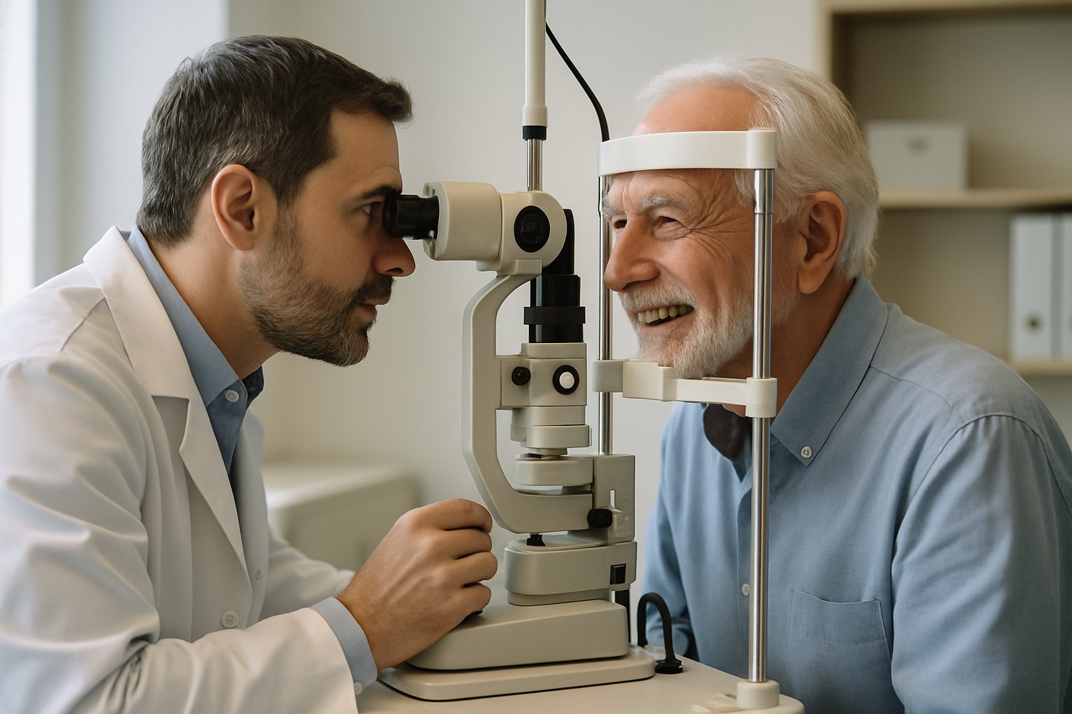 Visual Health exam with retina specialist demonstrating clinical progress.