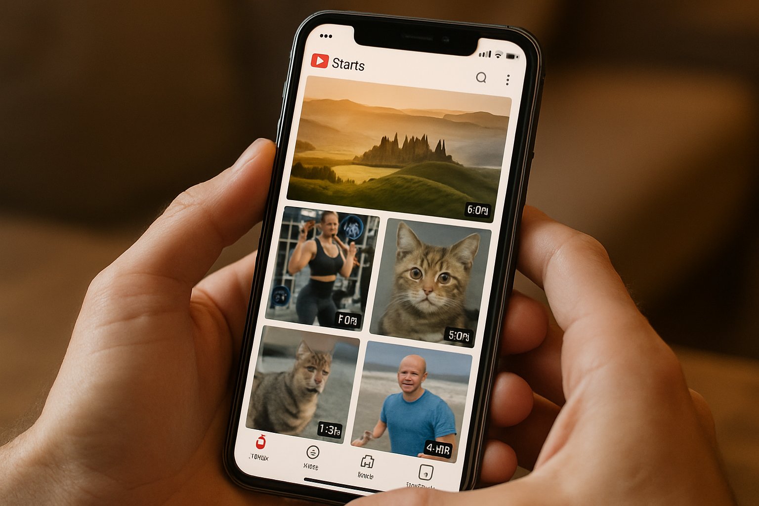 Person viewing AI slop study-related Shorts on YouTube mobile app.