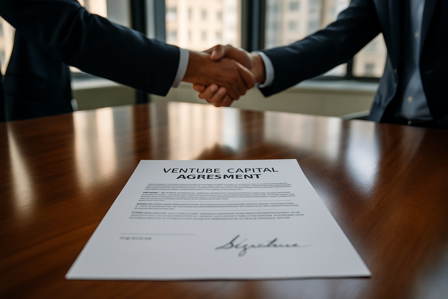 Venture Capital handshake sealing large investment deal