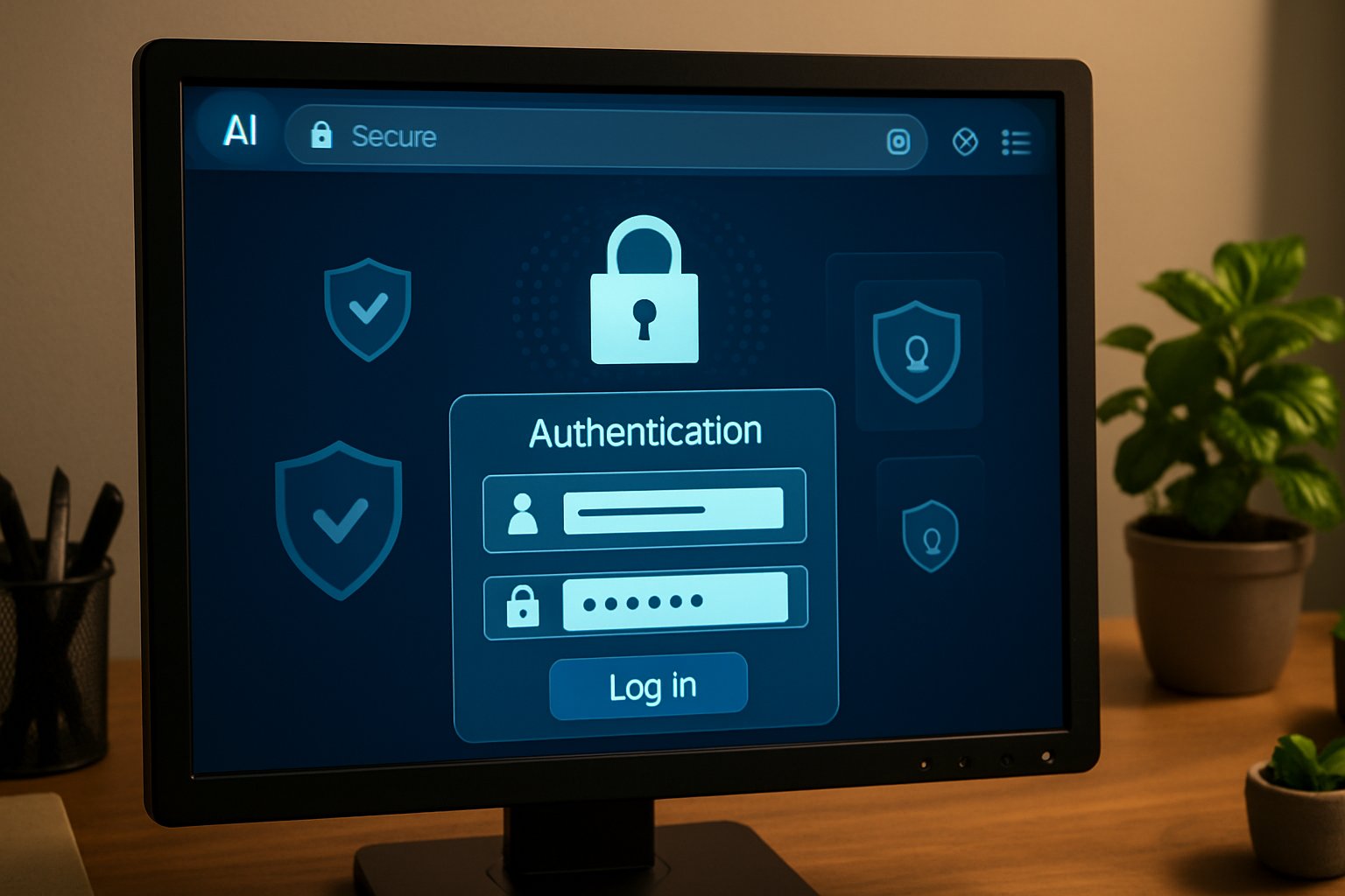 Agentic AI Browsers interface highlighting security features on screen.