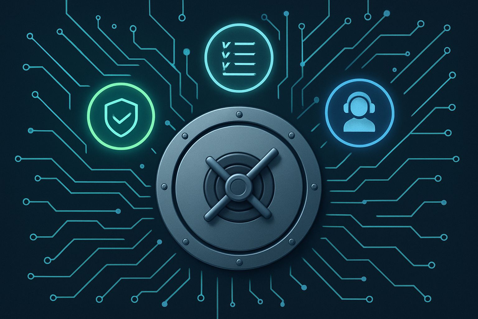 Digital vault symbolizes AI-powered Fintech/Compliance and heightened fraud protection.