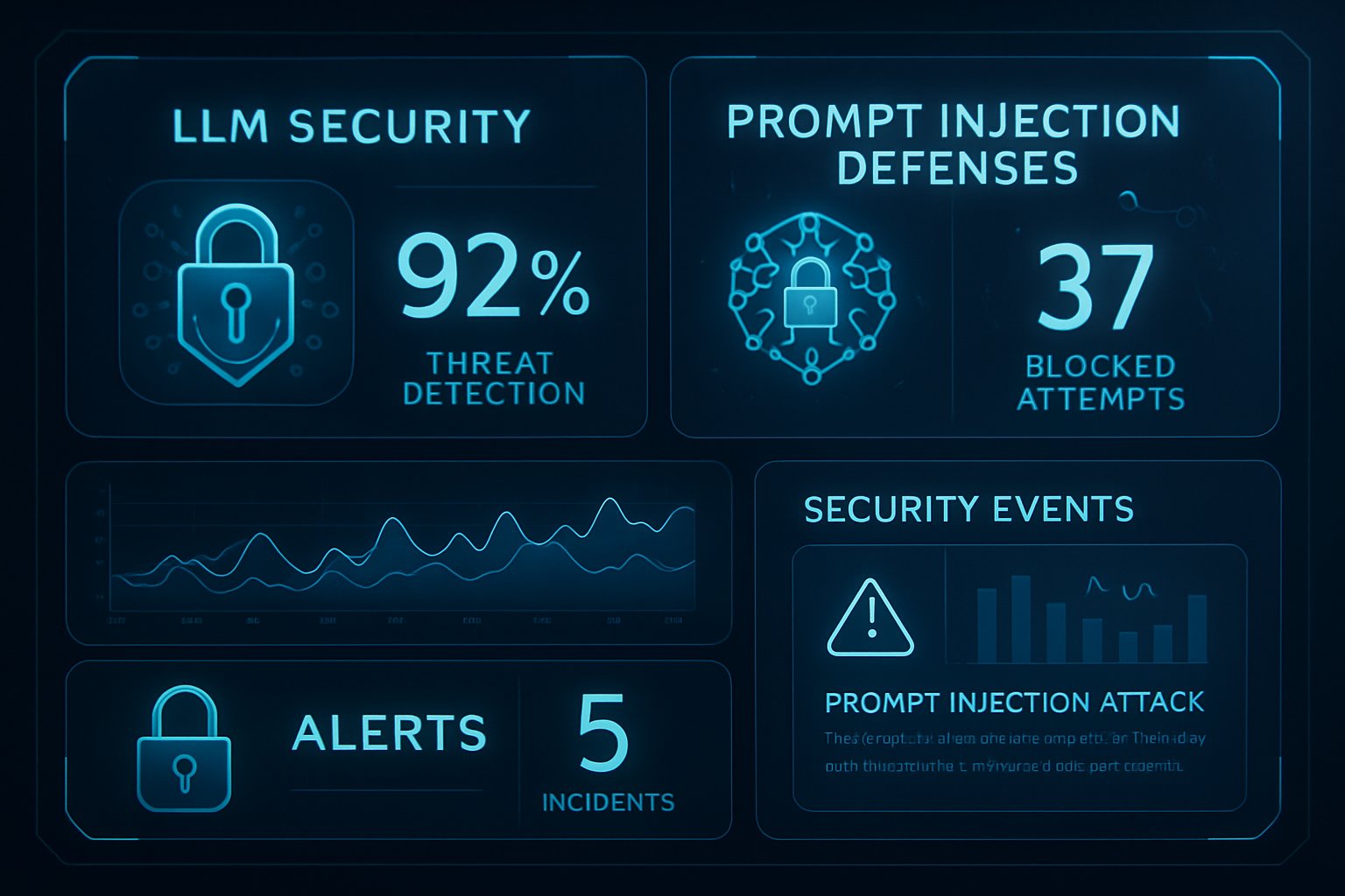 LLM Security Update metrics dashboard highlighting prompt injection defense improvements.