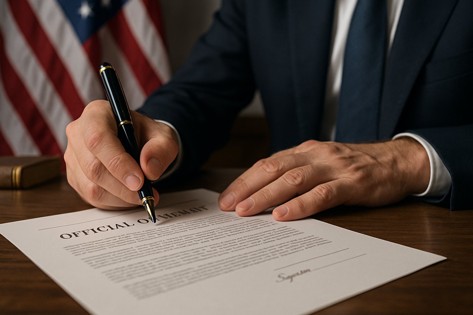 Signing documents on National policy mandate after EO 14110 changes.