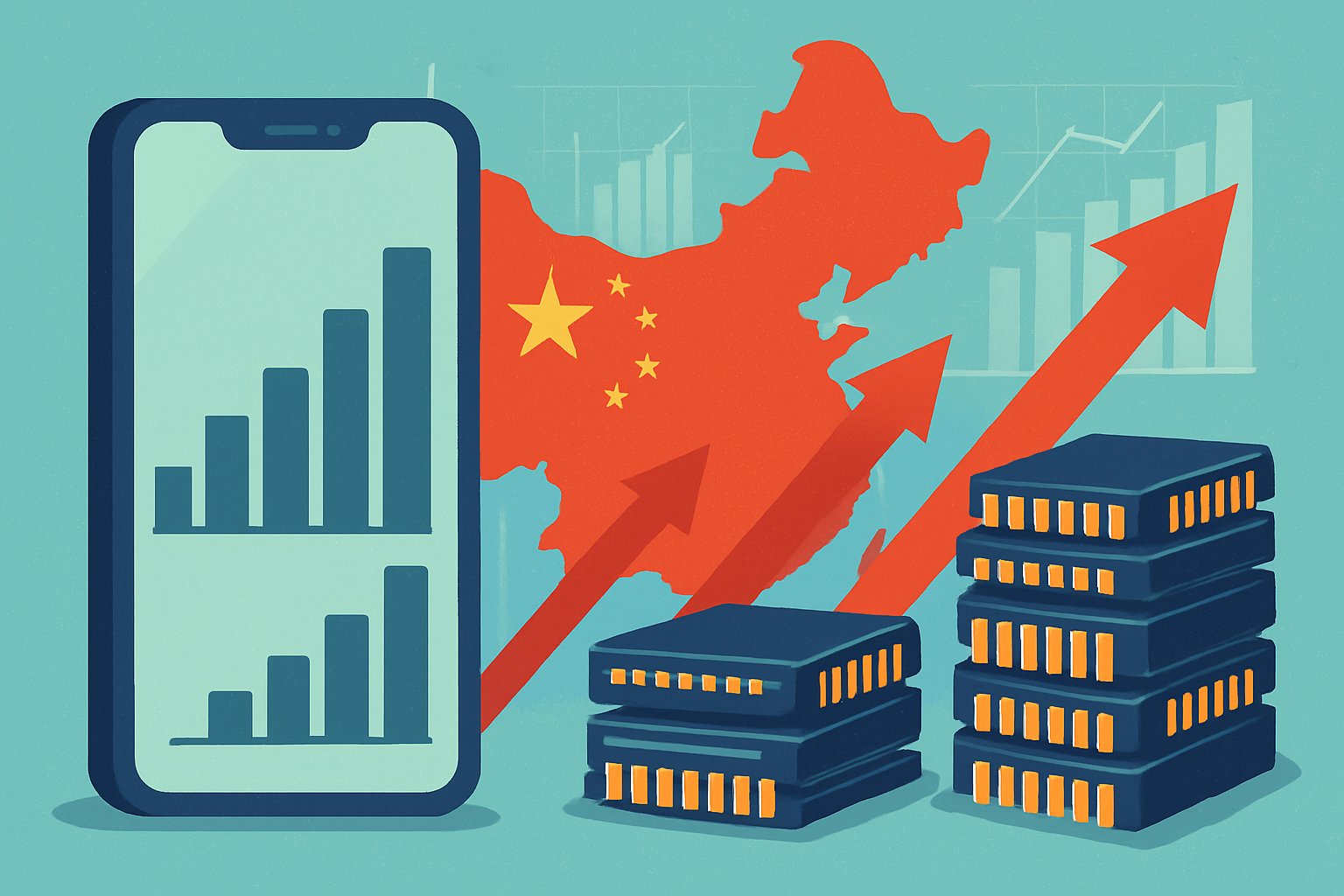 Consumer Impact depicted through infographic of smartphone price and memory cost trends in China.