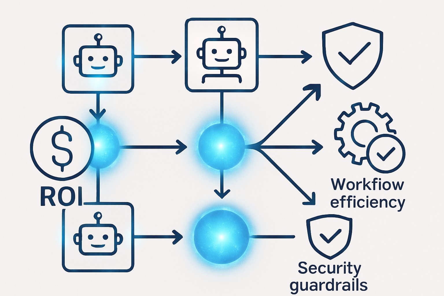 Agentic Strategy workflow map featuring autonomous AI agents and ROI icons