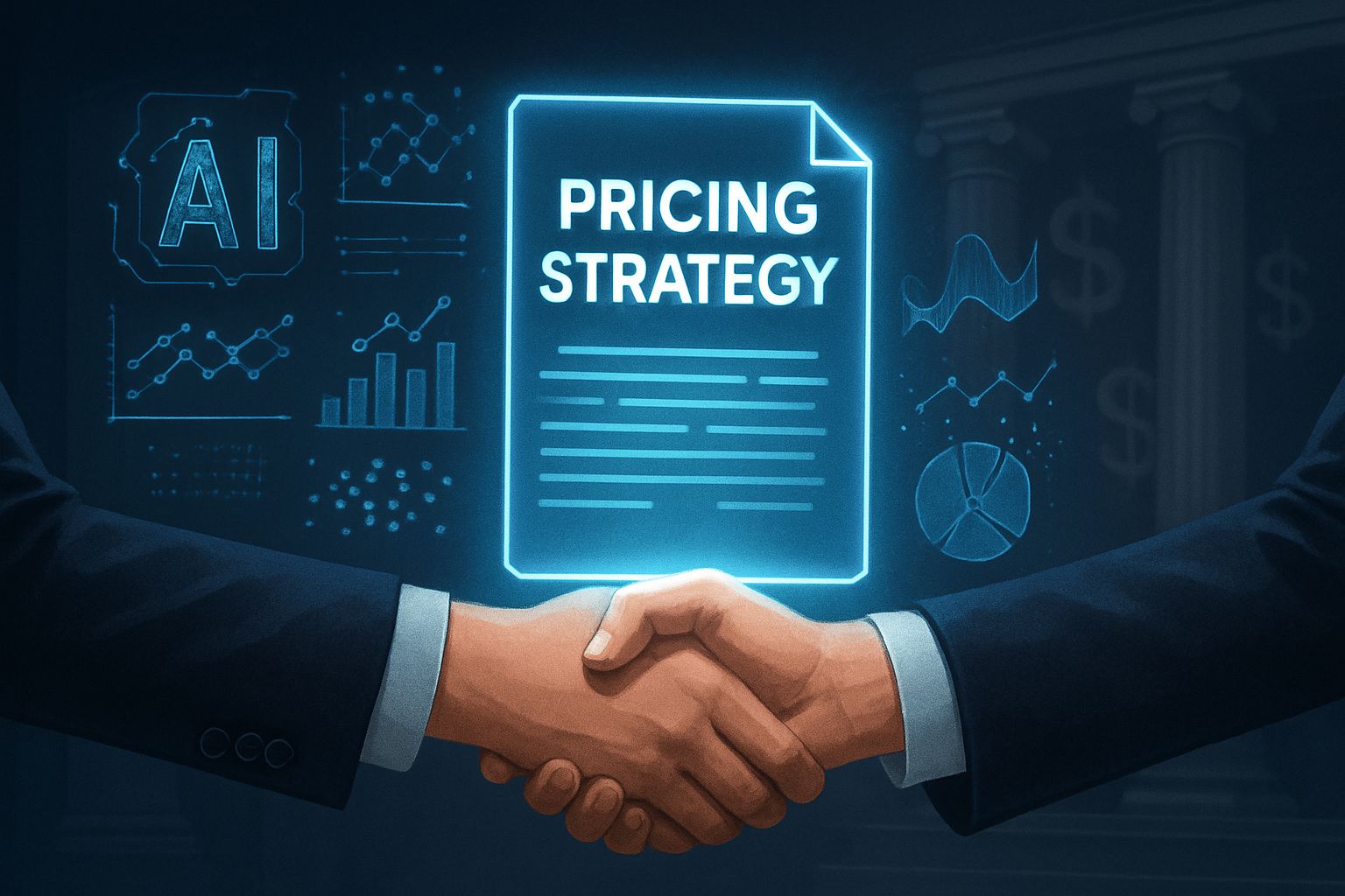 Business contract exchange symbolizing AI-powered Pricing Strategy in streaming industry.