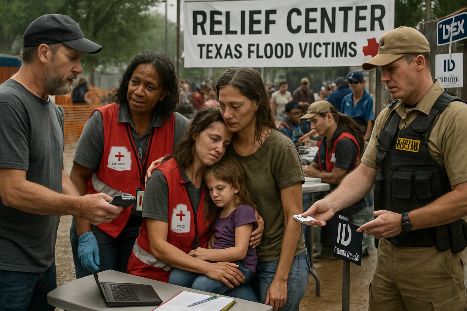Identity fraud spike security checks at Texas disaster relief center.