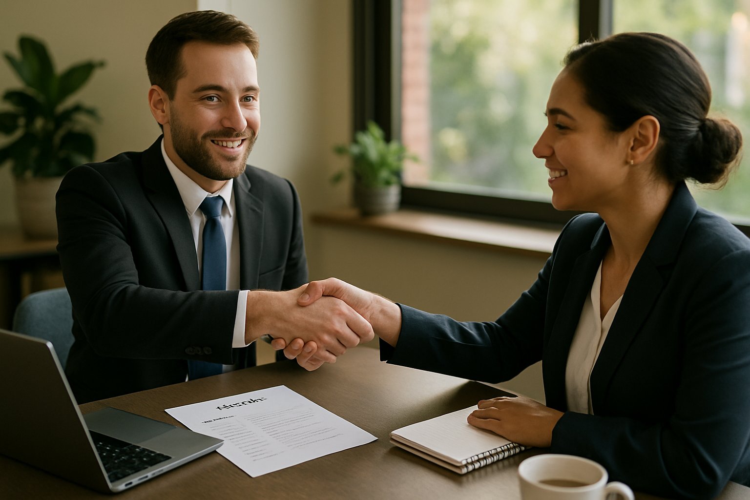 Recruiter and candidate sealing an agreement amid the AI talent war.