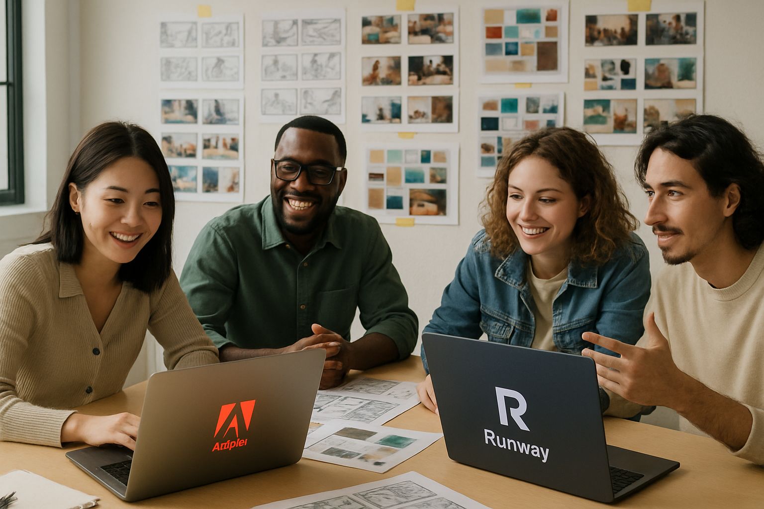 Creative team discussing Generative Video Tools for project collaboration