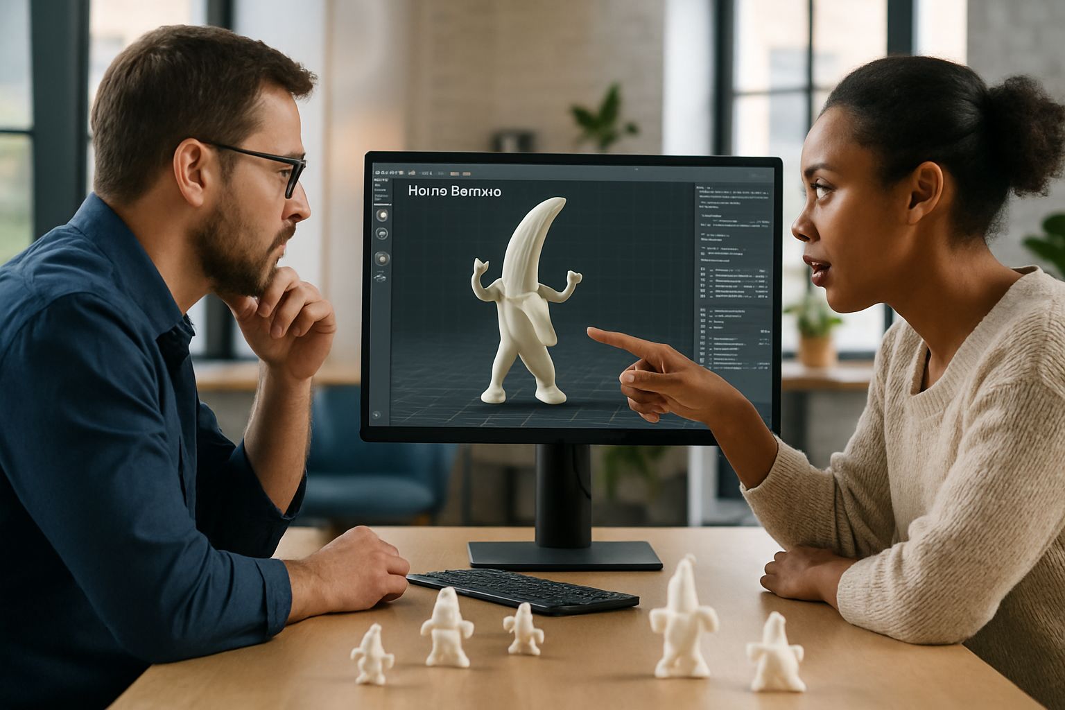 Nano Banana 3D team working with 3D models and figurines