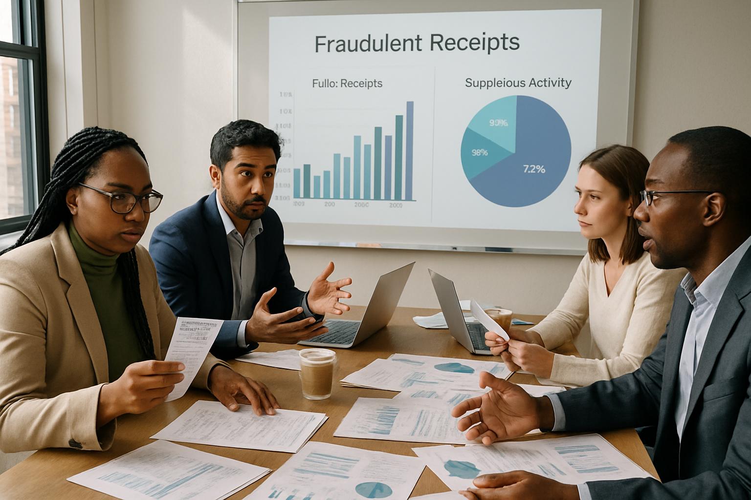 Finance team meeting to address AI-Induced Fraud and expense receipt risks