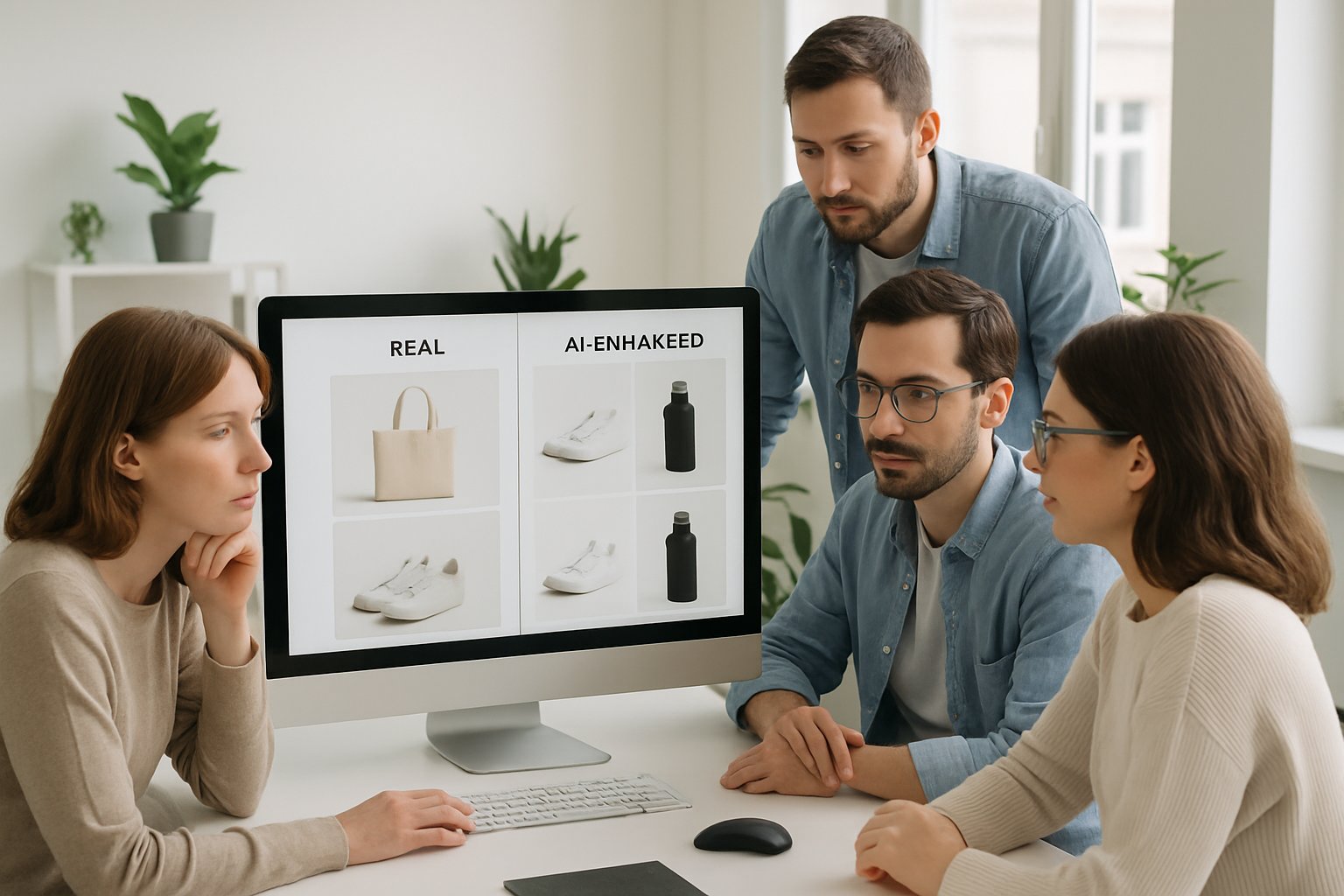 Shootify AI photography team reviewing hybrid product imagery