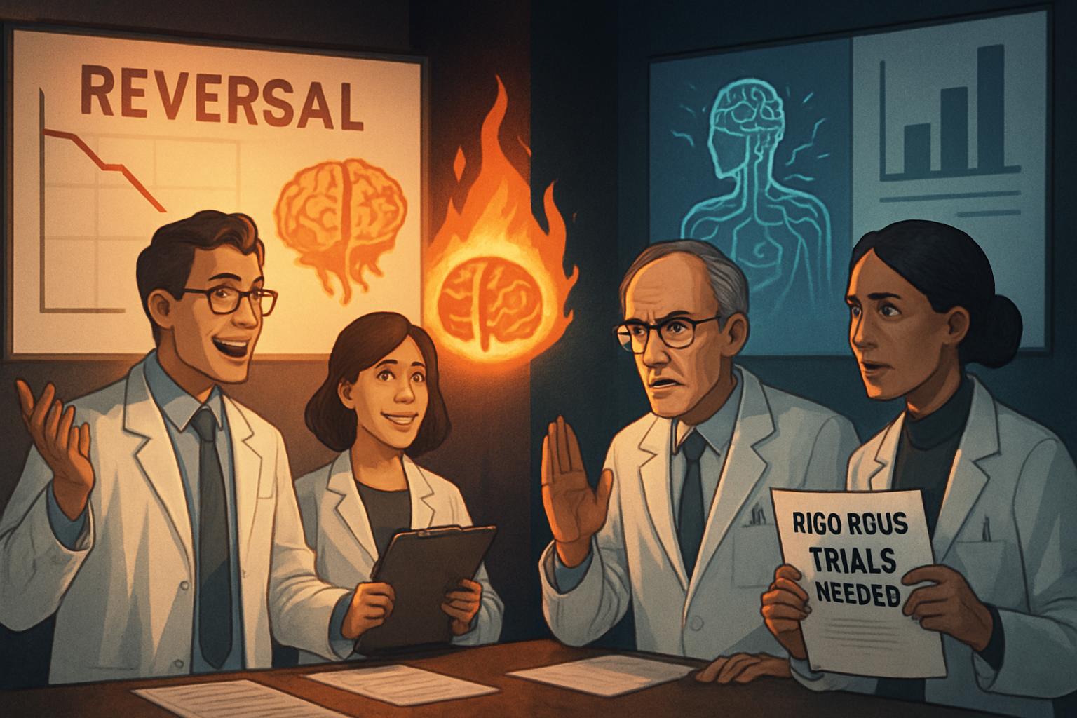 Medical Breakthrough debate over AI thermofebrile therapy for ALS in research setting.