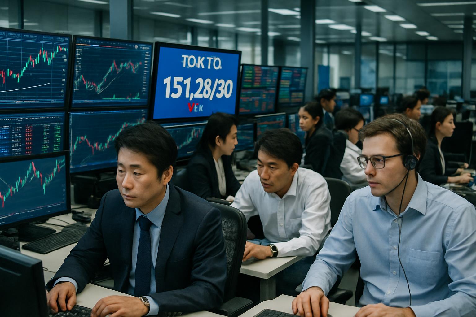 Tokyo trading floor active during Japan Monetary Policy changes.