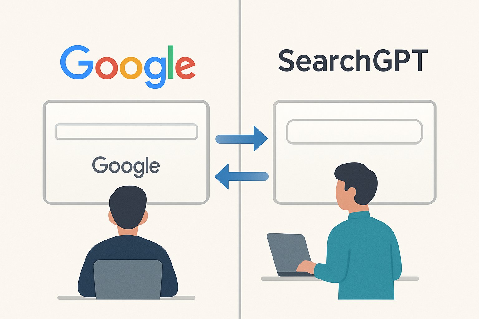Search Engine Wars split interface with Google and SearchGPT shifting web traffic.
