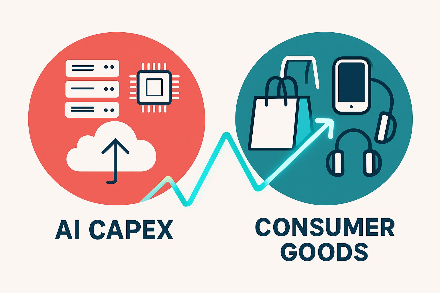 Balanced AI CapEx and consumer spending visualized as twin circles for Economic Indicator.