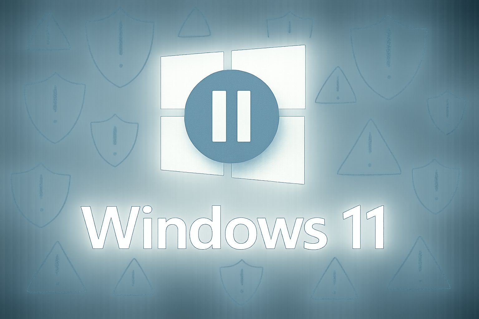 Windows 11 logo and pause button illustrate OS Feature Setback impact.