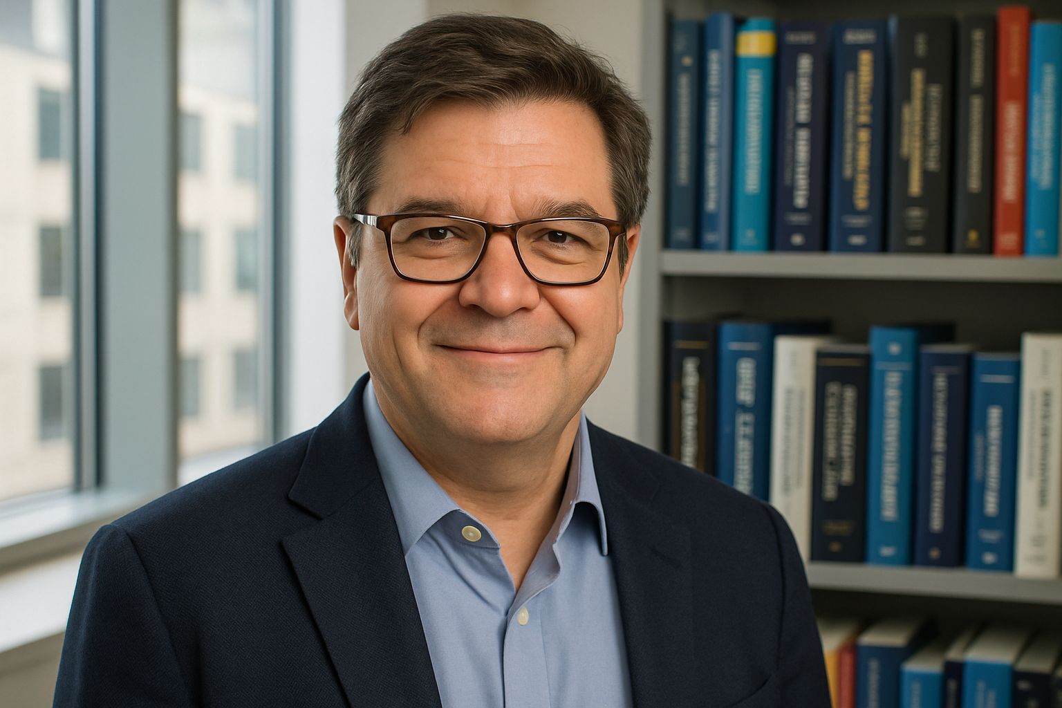 Yann LeCun advice image featuring LeCun in an office with AI and math books.