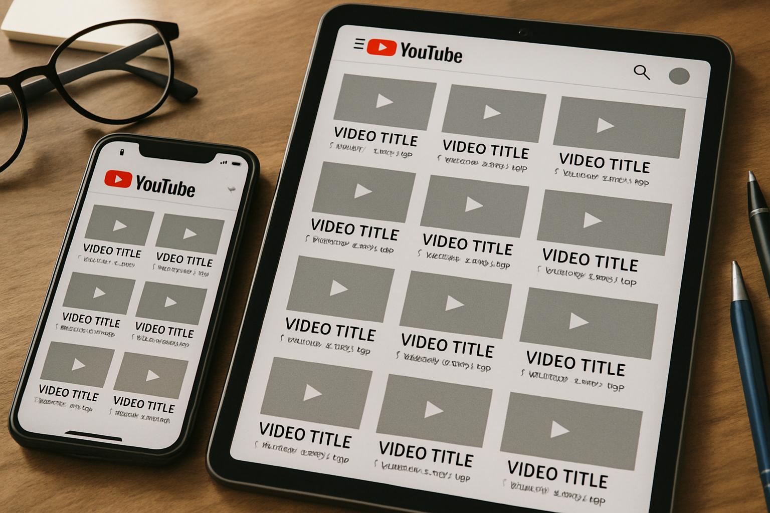 AI slop revenue illustrated by multiple generic YouTube video thumbnails on mobile devices.