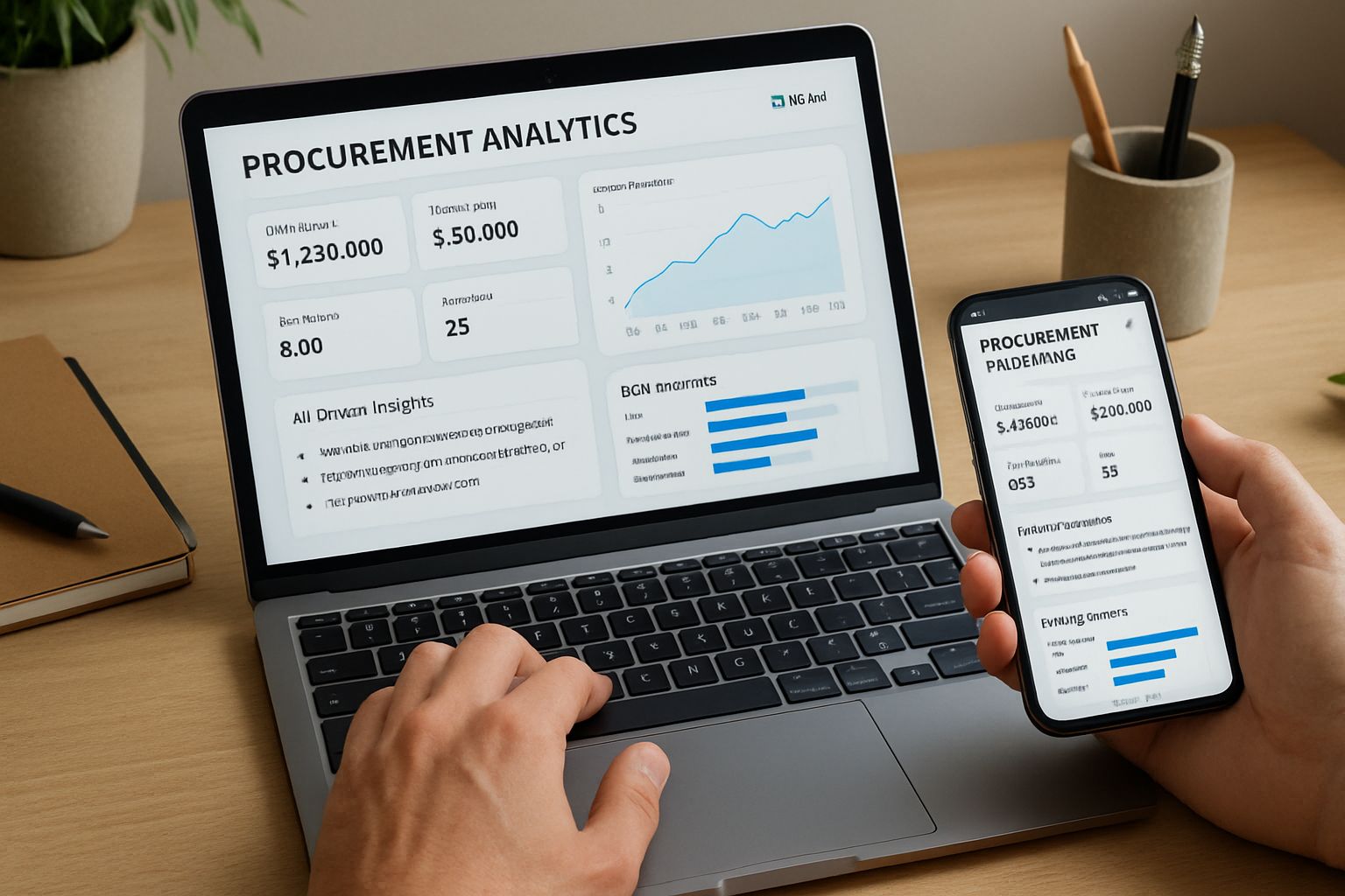 1Buy.AI platform displayed on laptop and smartphone during procurement process
