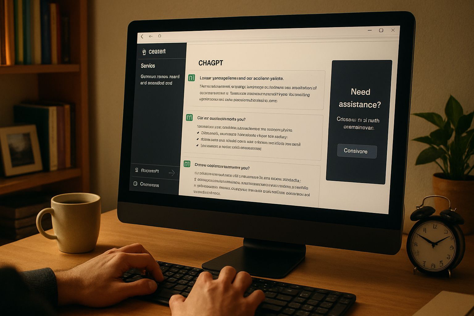 ChatGPT Advertising shown on a realistic home office computer screen.
